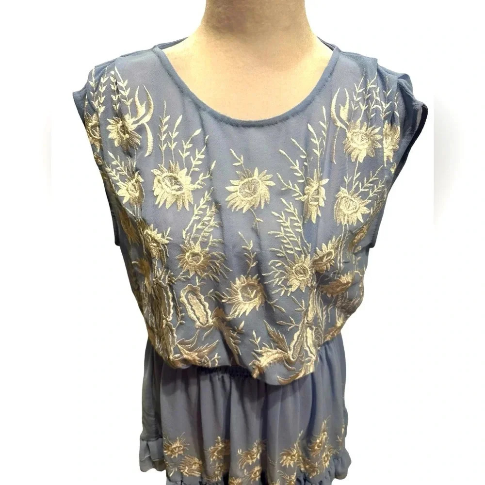 Free People embroidered light blue dress size S - Picture 7 of 12